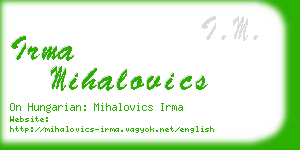 irma mihalovics business card